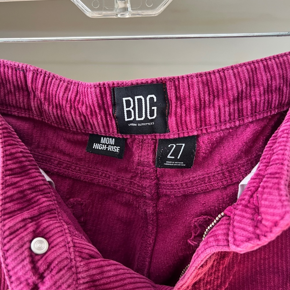 BDG Women’s Mom High Rise Corduroy Jeans - Deep Pink